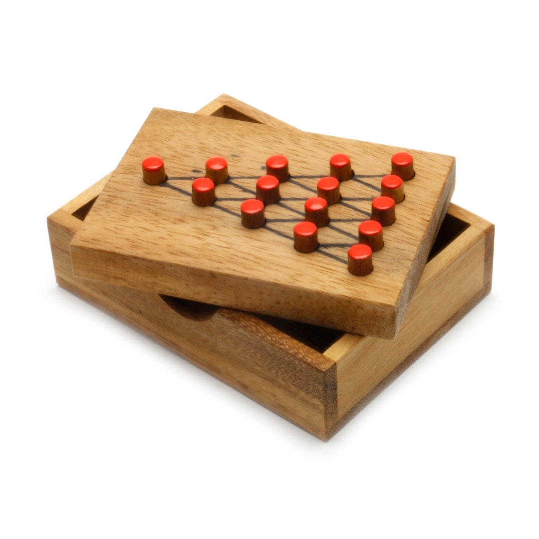 Triangle Peg Game Strategy Game, Wood Solitaire Game, Strategy Game