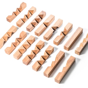 15 Locked Bricks brain teaser puzzle - 3D wooden interlocking brain teaser puzzle, Puzzle for dad, level 3 puzzle, gift for home