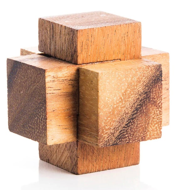 Puzzle Key Chain, Wood Puzzle Keychain, Wood Keychain, Wood Game