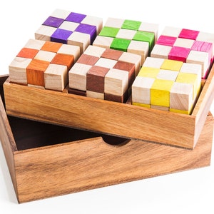 6 Rubik&#39;s Snake Cube Variety Set - wooden brain teaser puzzle, wood puzzles, birthday gift, holiday present, christmas gift, gift for him