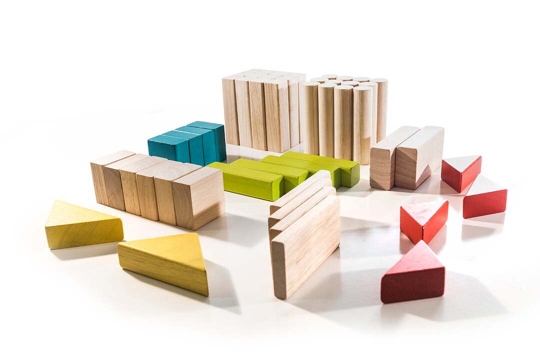Natural Wooden Montessori Toy Building Blocks - Waldorf Toy, Natural ...