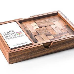 STEM Pentomino Puzzle Set with challenge cards, coffee table game, gift for architects, gift for designers