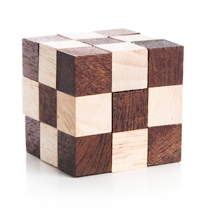 Snake Cube Puzzle: Gift for kids who love challenges. Wooden brain teaser birthday gift for kids.