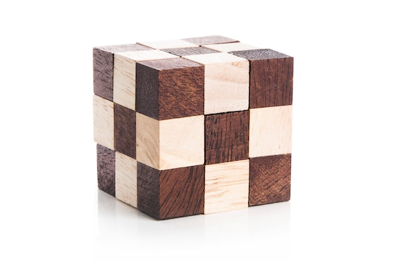 Snake Cube Wooden Brain Teaser Puzzle Etsy Singapore