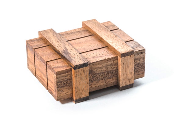 Bits and Pieces - Mini Book Money Box Brainteaser Puzzle Box - Wooden Brain Game