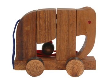 Elephant traction jouet - jouet de bébé bois naturel, jouet à tirer, jouets Montessori, jouets éducatifs, jouet en bois, bois enfant jouet, Waldorf,