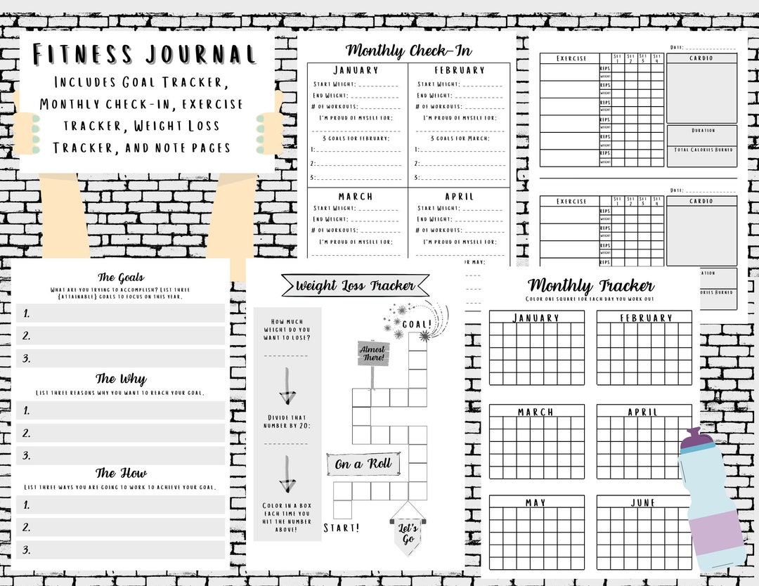 Printable Fitness Journal | Exercise Tracker | Weight Loss Tracker ...