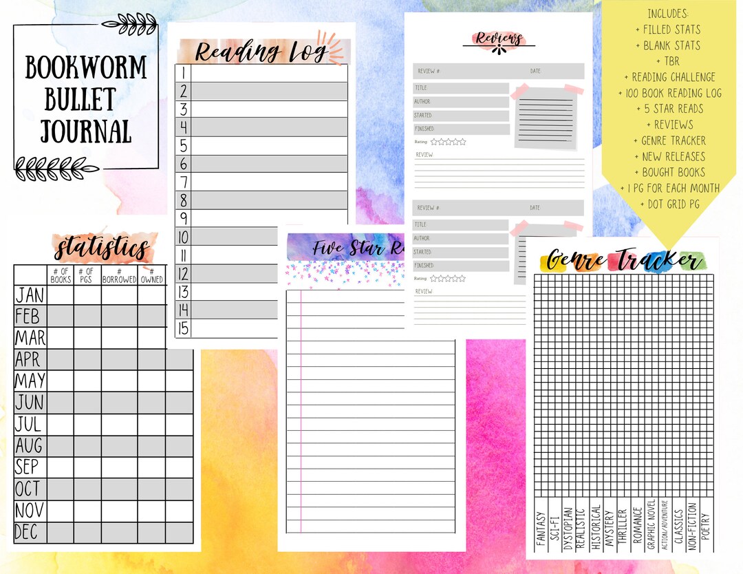 Printable Bookish Bullet Journal Book Journal Reading Journal Reading ...