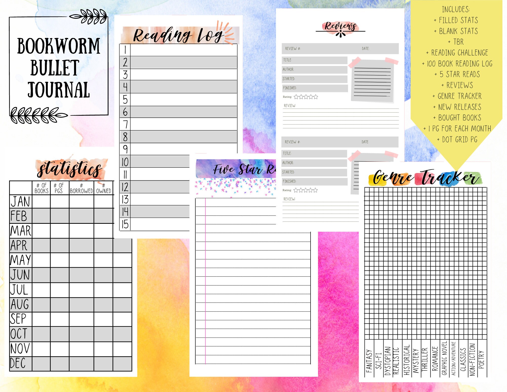 Printable Bookish Bullet Journal | Book Journal | Reading Journal ...