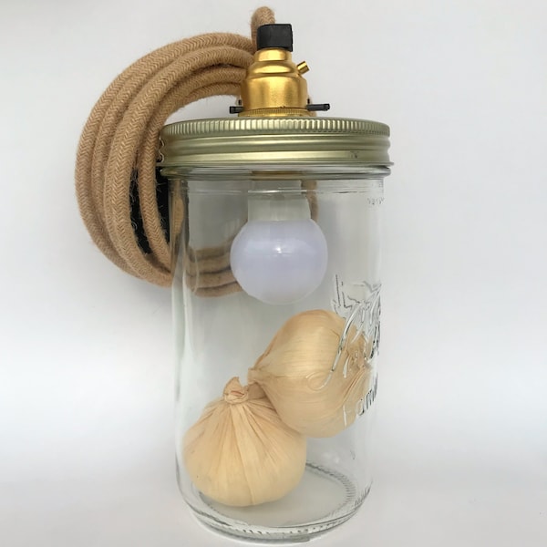 The Lit Jar - Garlic - table lamp - hand lamp - vintage french jar - french product