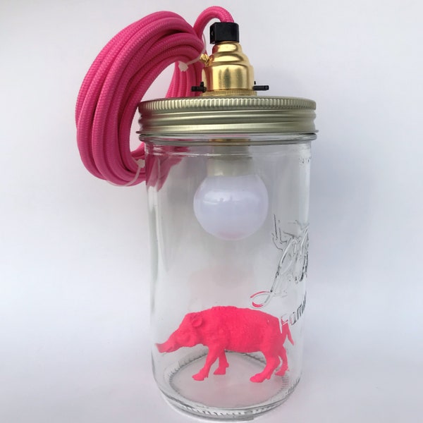 French Lit Jar - Wild boar - table lamp - portable - To personalize