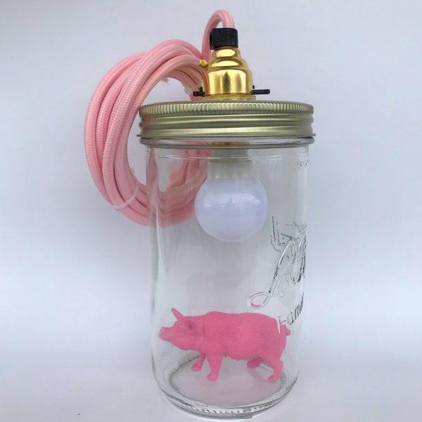 The Lit Jar - Pig - table lamp - hand lamp - vintage french jar - french product