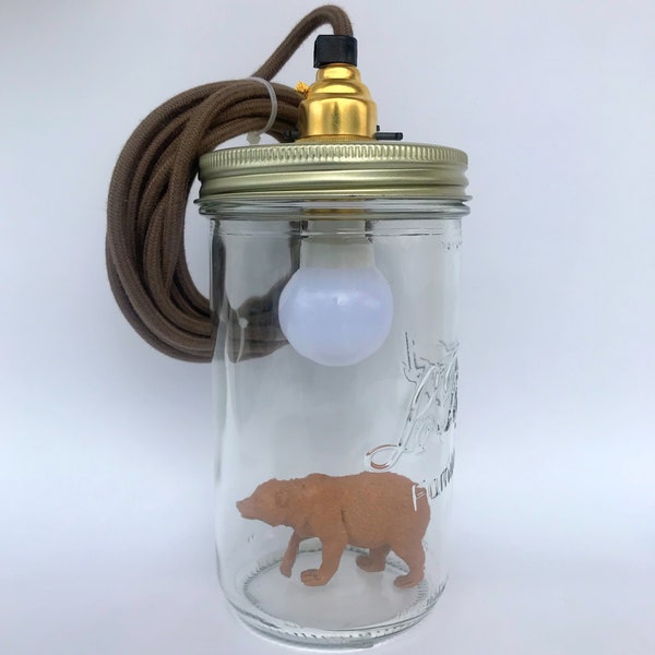 The Lit Jar - bear - table lamp - hand lamp - vintage french jar - french product