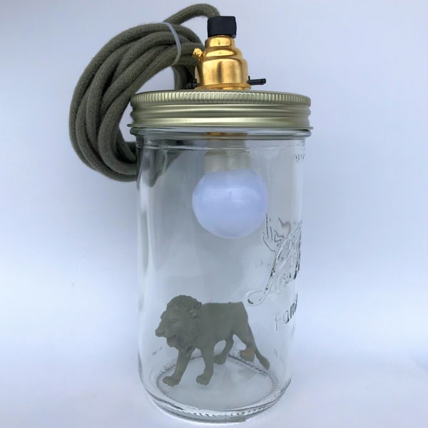 The Lit French Jar - The Lion - table lamp - portable - To personalize