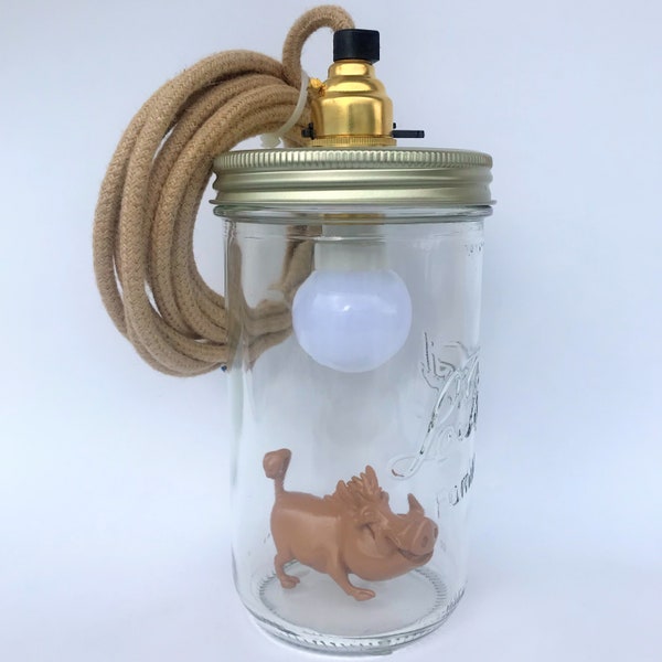 The Lit Jar - Lion King Pumbaa - table lamp - hand lamp - vintage french jar - french product