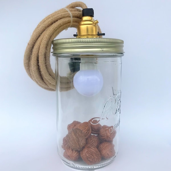 The Lit Jar - Walnuts - table lamp - portable lamp - vintage french jar - french product