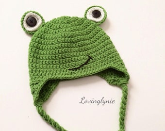 Gorro de rana de crochet / sombrero de rana / rana / accesorio para fotos de bebé / gorro de crochet
