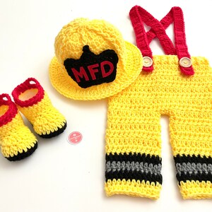 Crochet fireman baby outfit / photo prop / baby firefighter outfit