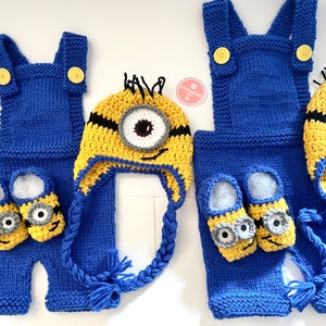 Crochet and knit minion set / minion hat / minion shoe