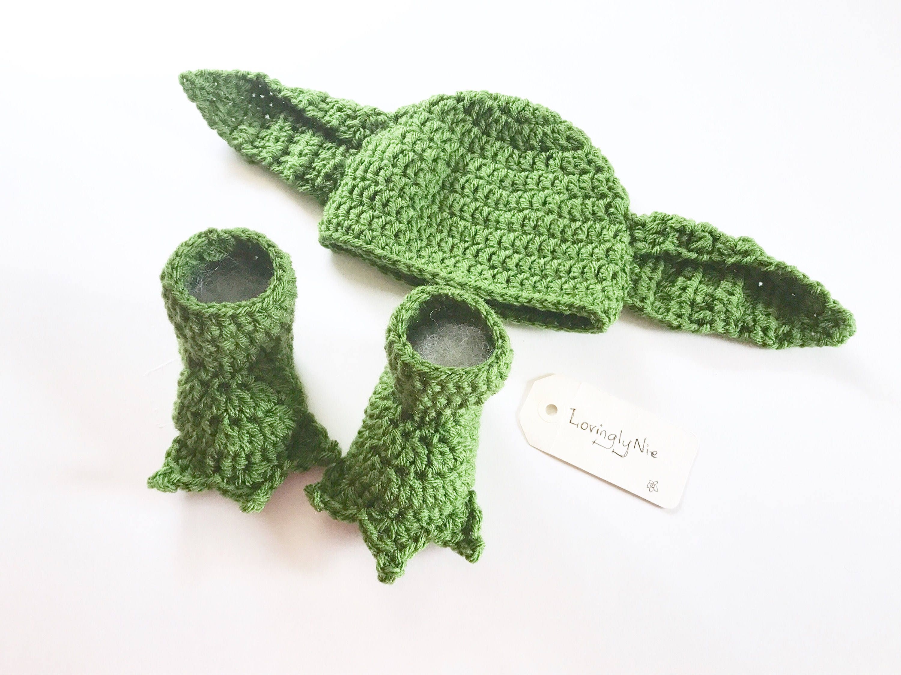 Handmade star wars yoda hat and shoes set / baby hat / baby shoes / s…