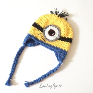 Minion inspired beanie with braided sides