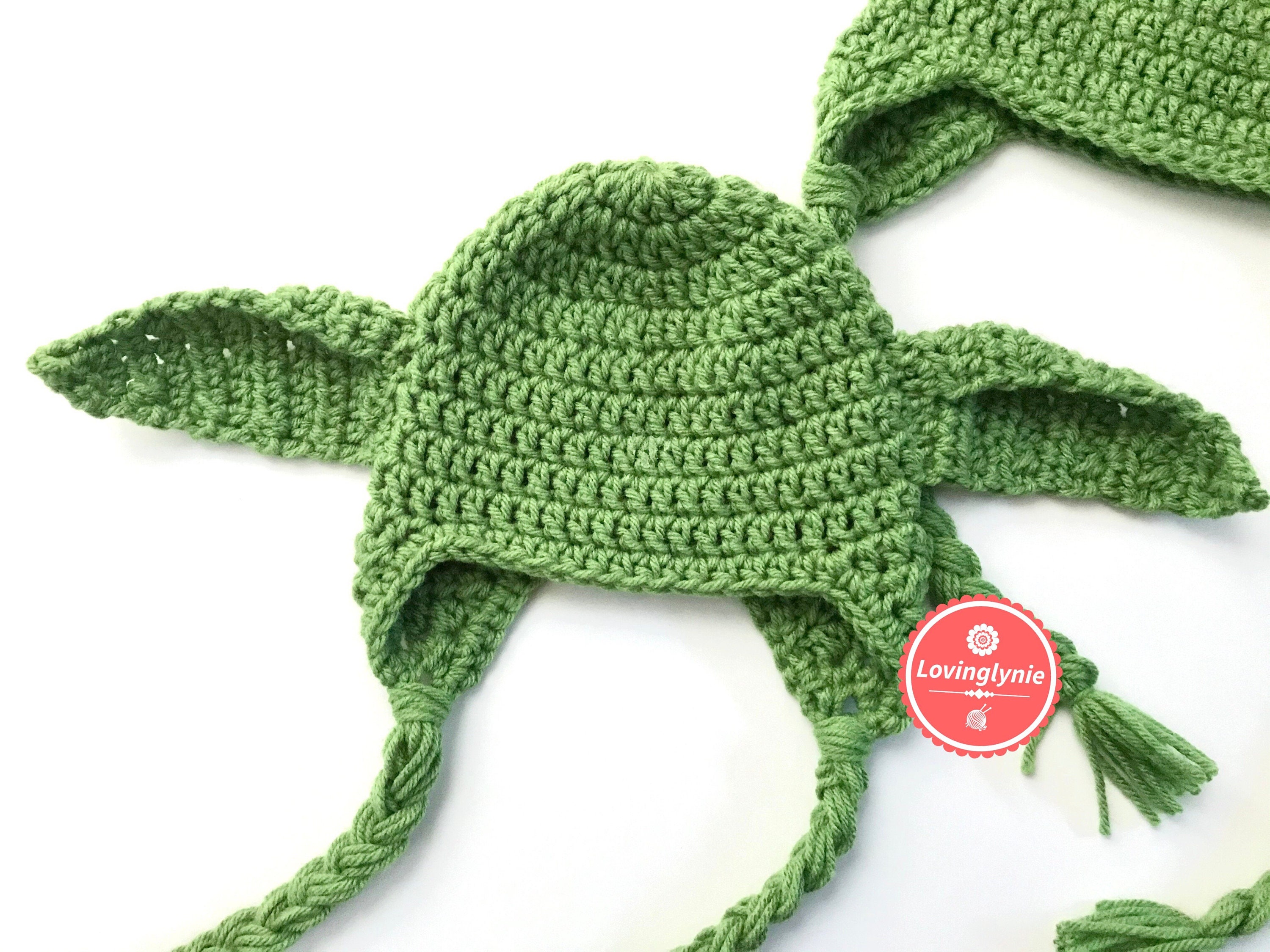 Crochet Star Wars Yoda braided sides hat / star wars / yoda / yoda hat
