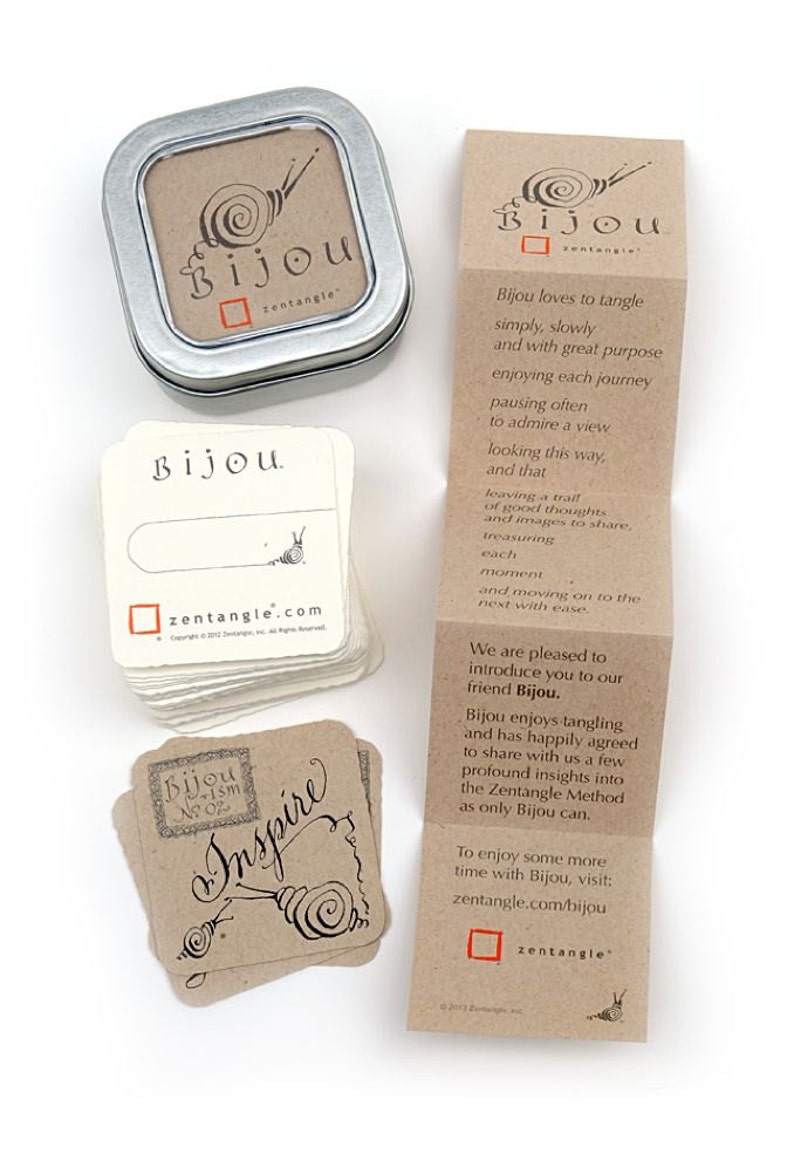 Tin of Bijou Drawing Paper Bijou Zentangle Tiles with Pen Pencil and Tortillion Artist Drawing Paper Supply Drawing Kit Zentangle Kit