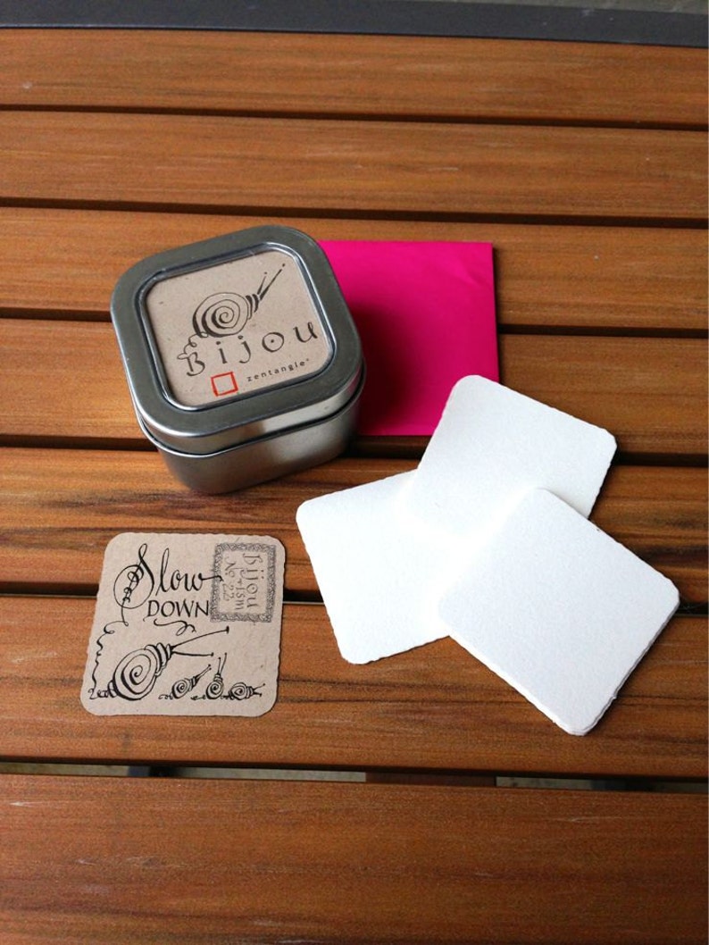 Tin of Bijou Drawing Paper Bijou Zentangle Tiles with Pen Pencil and Tortillion Artist Drawing Paper Supply Drawing Kit Zentangle Kit