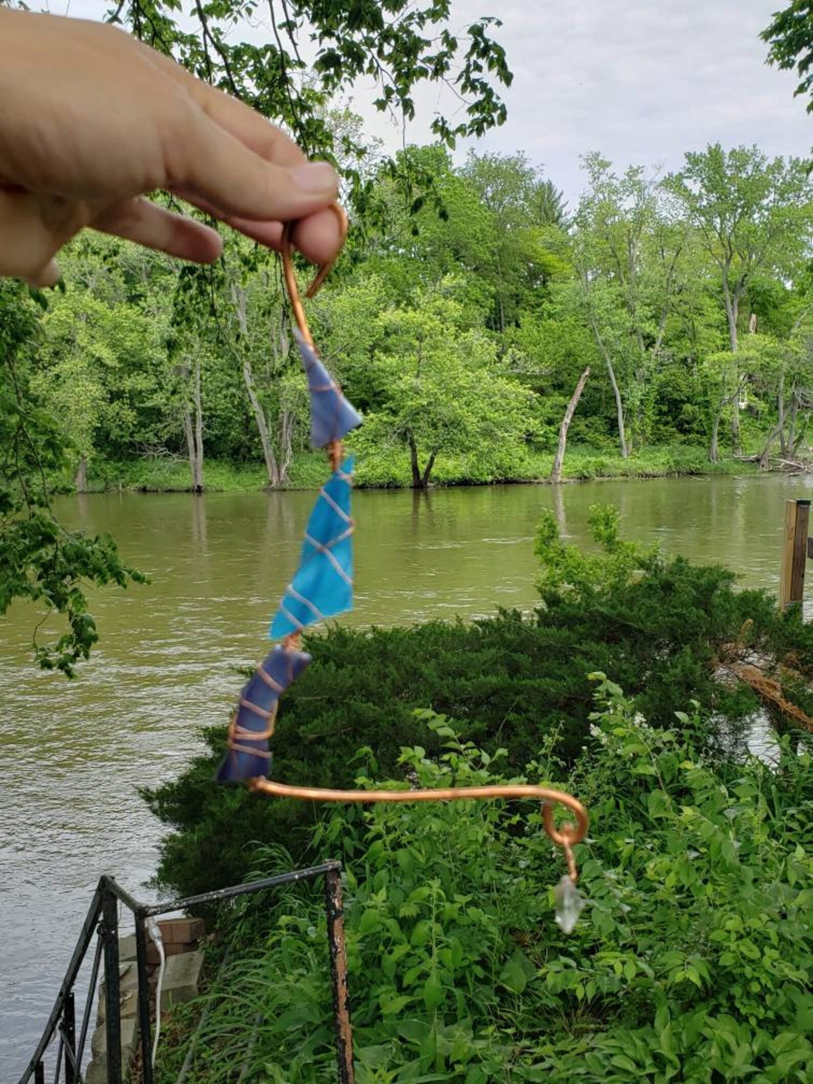 Hummingbird Swing/perch. Handmade of Copper and Stained Glass. Etsy