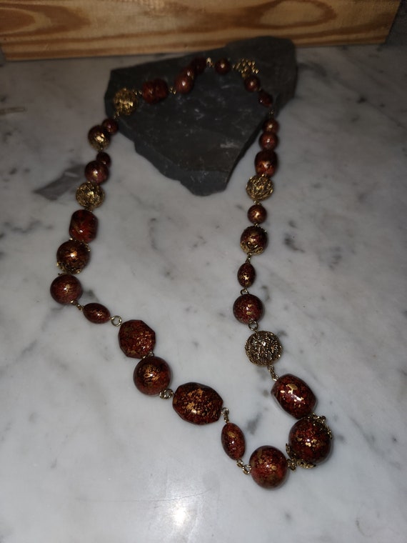 Vtg Joan Rivers Beaded Necklace.  Pumpkin Spice! - image 4