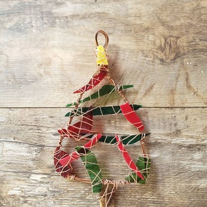 Christmas Tree  Suncatcher.  Handmade of Copper and Stained Glass.   Gorgeous!