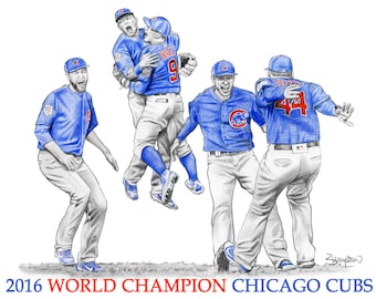 2016 Chicago Cubs serie mundial campeones-11 x 14"