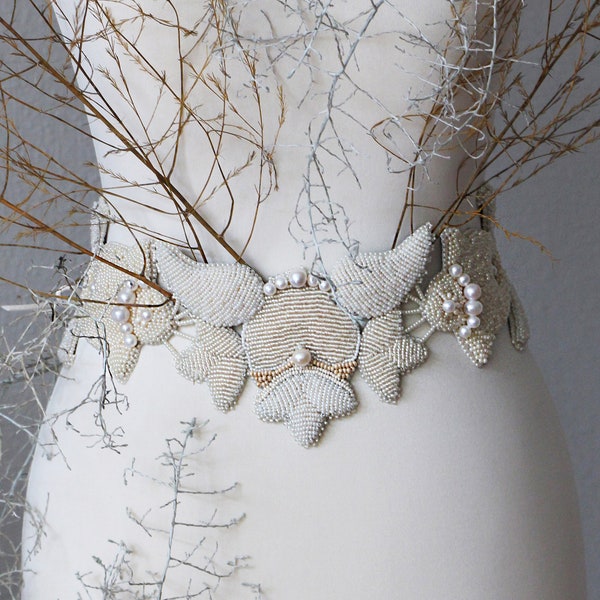 Ivory bridal belt, rustic wedding dress belt, bridal sash pearl belt, champagne beaded belt, bride sash wedding belt, bridal sash belt