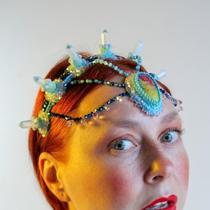 Quartz Crystal Headband Crown Made Of Manmade Opal Stones image 4