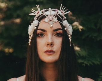 Bride wedding headpiece with drop pearls, natural pearl hairpiece, wedding hair jewelry, bride hair style accessories