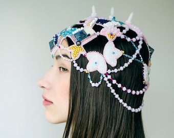 Goddess crystal crown headpiece, fashion beaded headpiece