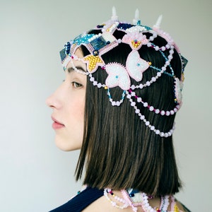 Goddess crystal crown headpiece, fashion beaded headpiece image 1