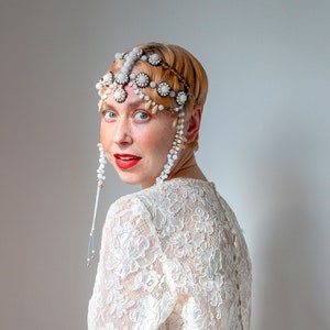 Joyería para la frente, tocado de boda, pieza de pelo nupcial, accesorios para el cabello de novia a la moda Art Deco imagen 3