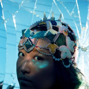 Goddess crystal crown headpiece, fashion beaded headpiece image 7