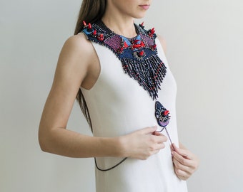 Big Bold Chunky Large Beaded Collar Statement Body Chain Necklaces For Women And Men With Natural Red Coral Bead