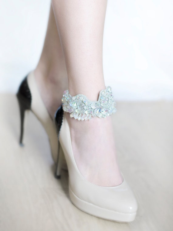 High heels women ankle jewelry wedding foot accessories | Etsy Anklet Chain Gold Crystal Statement High Heel Shoe Ankle