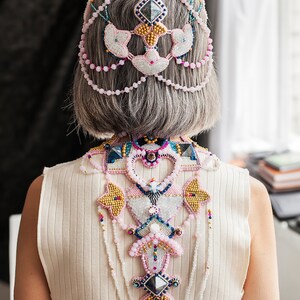Goddess crystal crown headpiece, fashion beaded headpiece image 4
