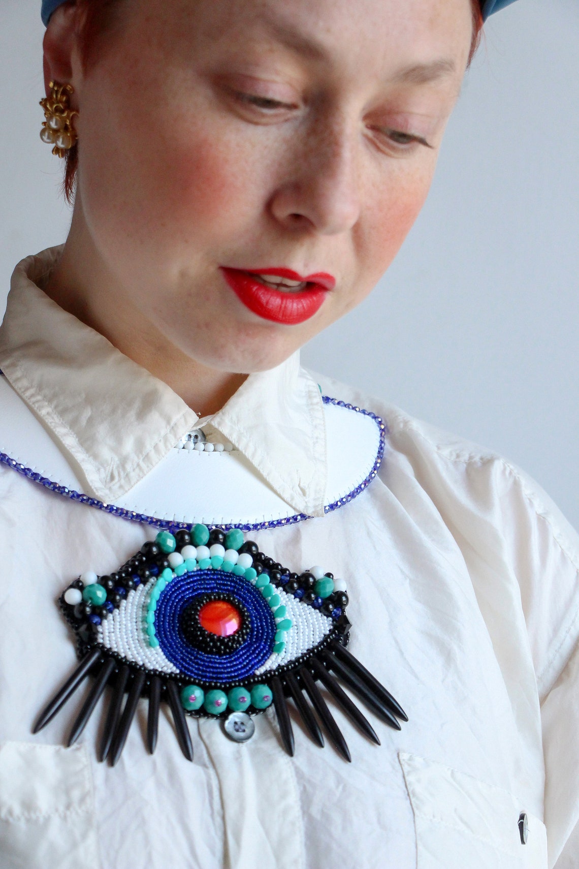 Original Large Eye Pendant Necklace Chunky Statement Eye Etsy