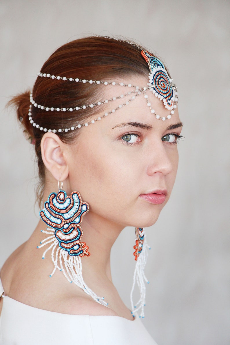 White head jewelry wedding head pieces goddess headpiece Etsy
