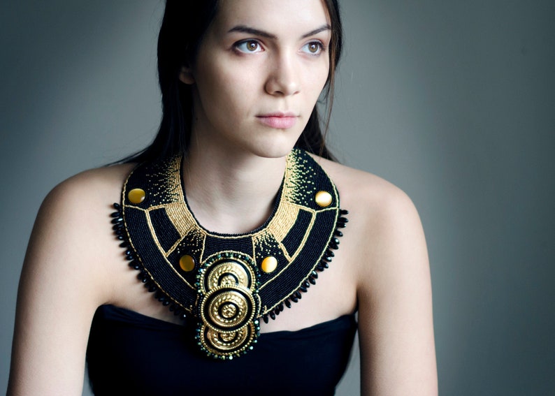 Chunky Statement African Beaded Collar Necklace Large With Etsy