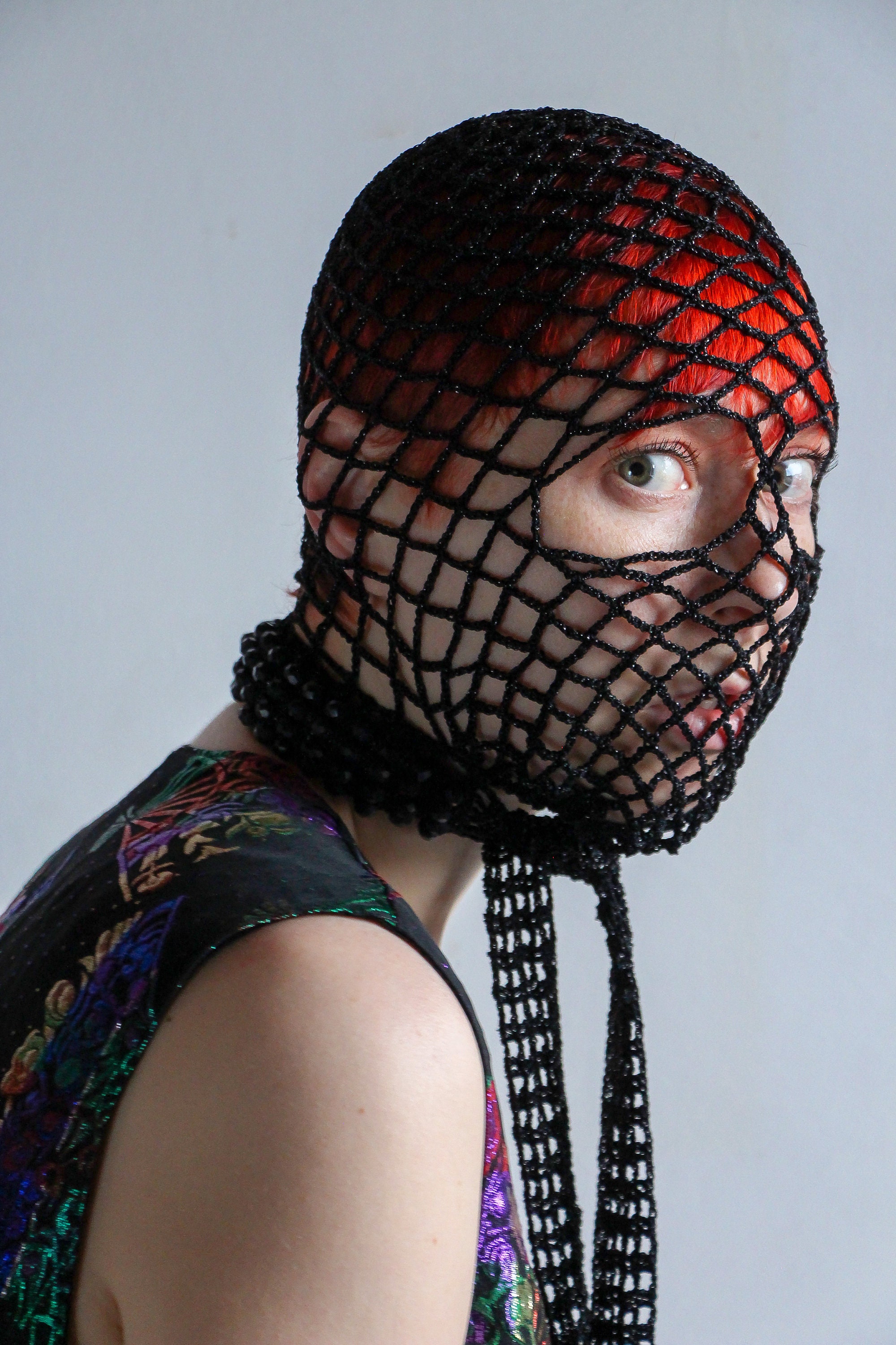 Full Face Covering Crochet Mesh Balaclava Black Hood Lace Face - Etsy