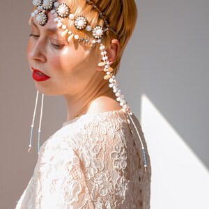 Joyería para la frente, tocado de boda, pieza de pelo nupcial, accesorios para el cabello de novia a la moda Art Deco imagen 10