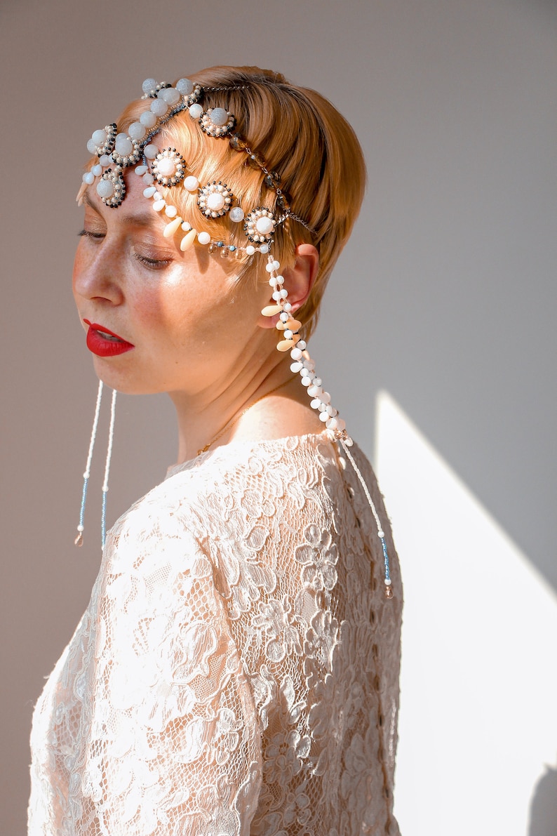 Forehead Jewelry Wedding Headpiece Bridal Hair Piece Art Deco Fashion Bride Hair Accessories image 10