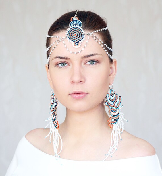 Boho Tribal Hair Jewelry christmas gift women accessories butterfly headband Beaded Headband Ibiza style Hippie headband