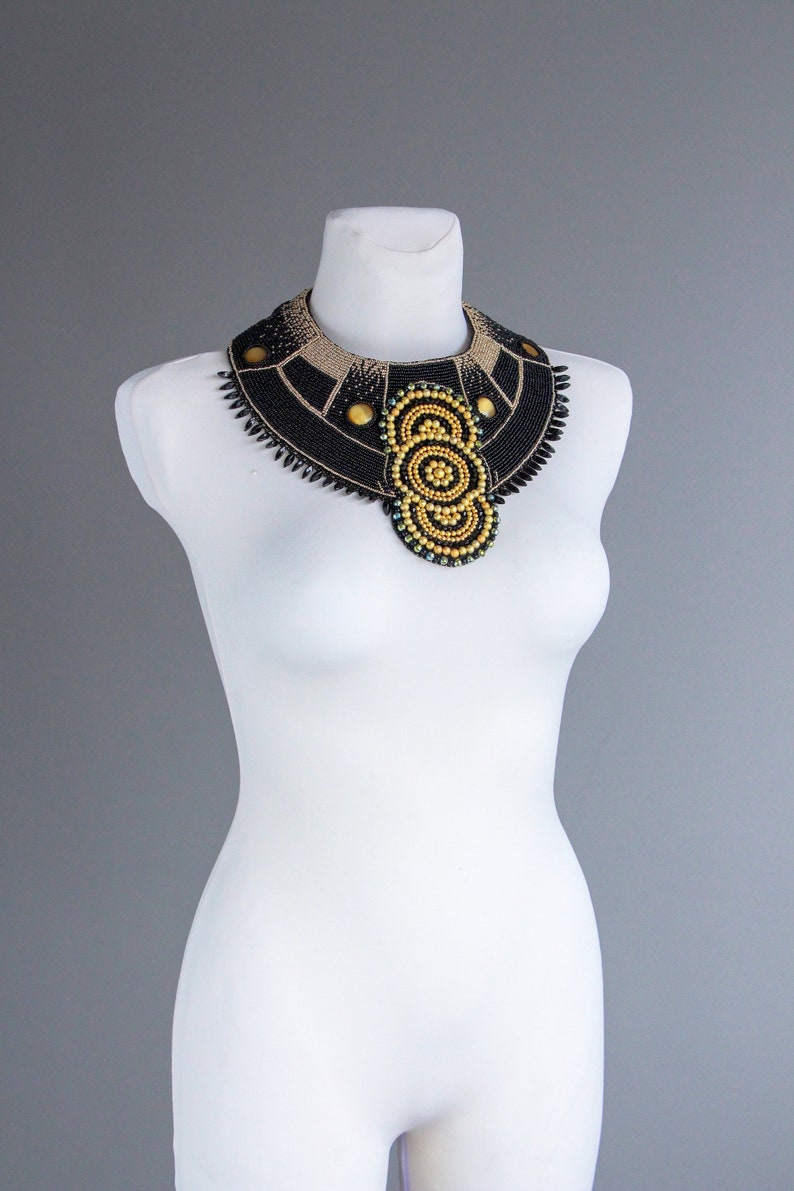 Chunky Statement African Beaded Collar Necklace Large With Etsy